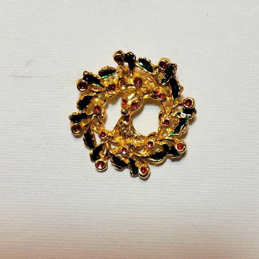 Vintage Christmas Deer Brooch